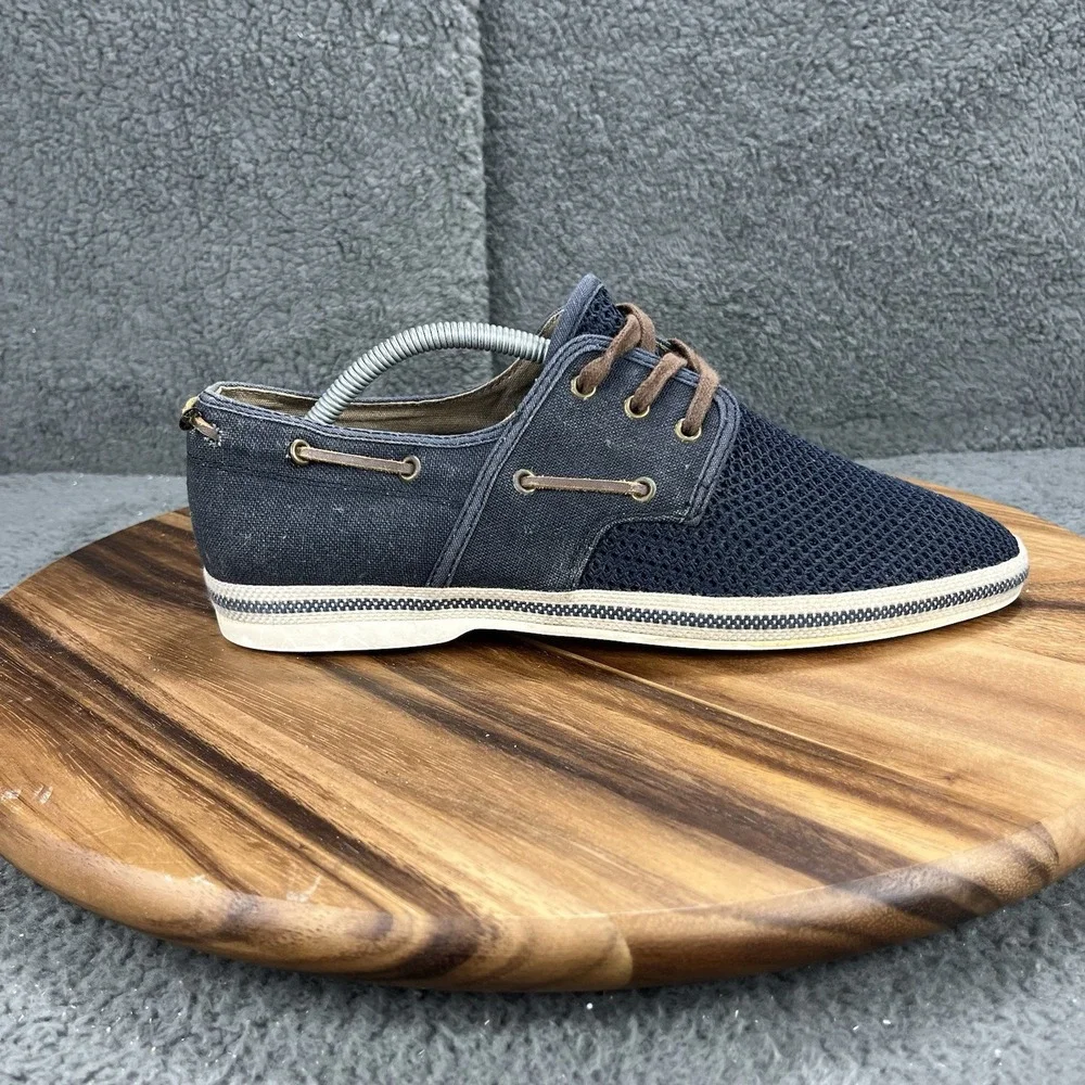 Aldo Shoes Navy Blue Mesh Canvas‎ Shoes Mens Size 10 Brown Laces Breathable
